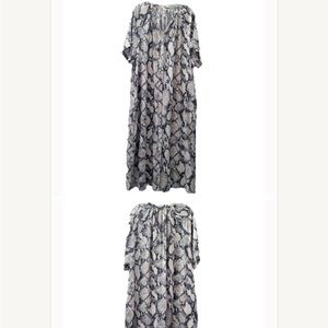 H&M snake print button front shirt maxi dress viscose L